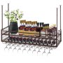 VEVOR Estante para copas de vino de techo, 46.9 x 11.8 pulgadas, estante colgante para copas de vino, 18.9-35.8 pulgadas de altura ajustable, gabinete para colgar copas de vino, estante para copas de vino montado en la pared de cobre, perfecto para bar cafetería cocina