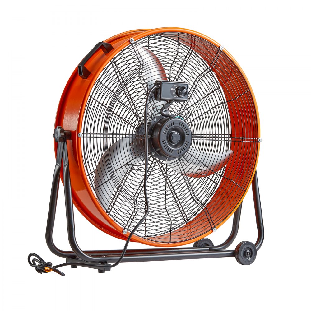 Ventilador de tambor VEVOR de 24 pulgadas, ventilador industrial de alta velocidad para taller, uso comercial intensivo, 3 velocidades, 8600 CFM, ventilador de piso industrial con inclinación ajustable de 360° para almacén, taller, fábrica y sótano.