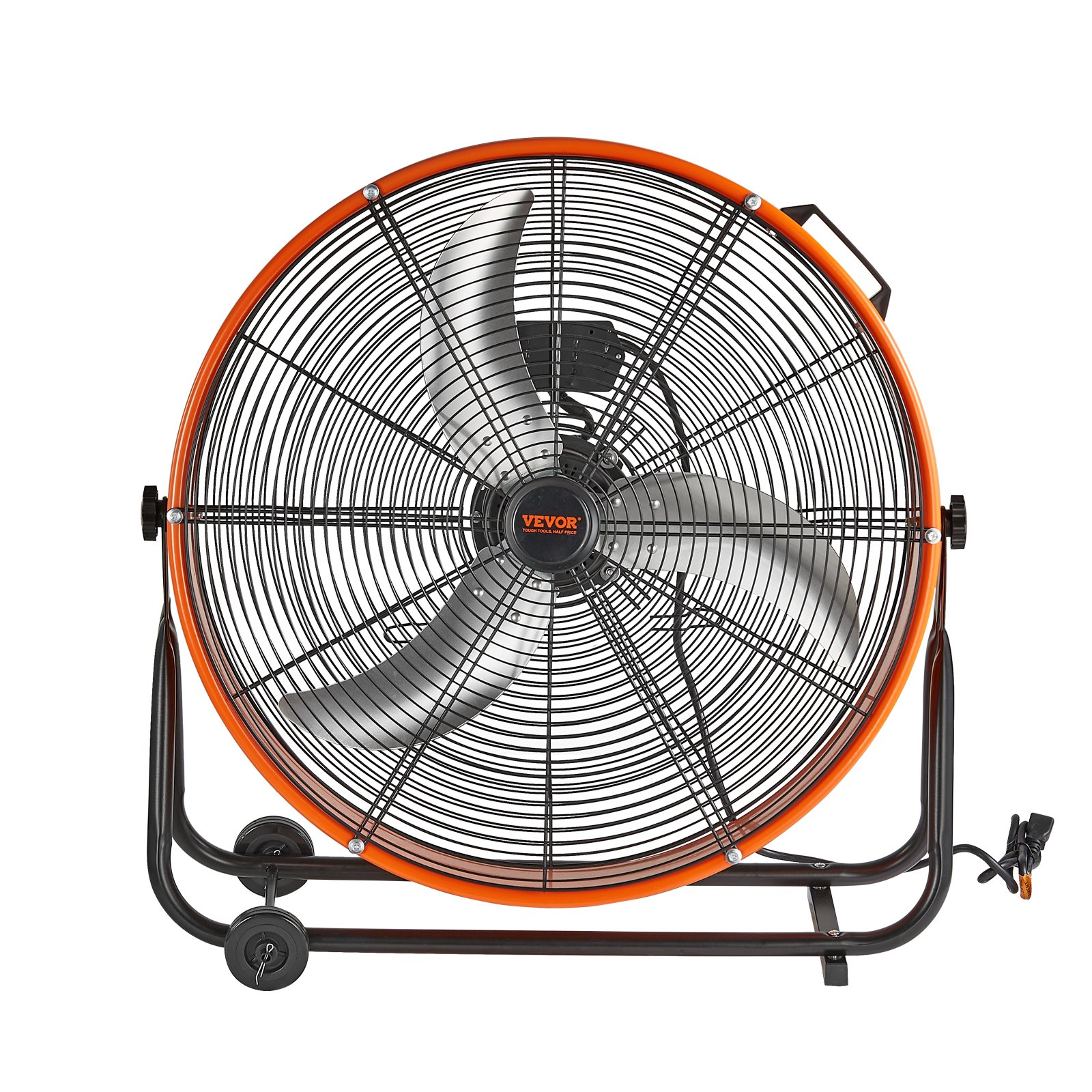 Ventilador de tambor VEVOR de 24 pulgadas, ventilador industrial de alta velocidad para taller, uso comercial intensivo, 3 velocidades, 8600 CFM, ventilador de piso industrial con inclinación ajustable de 360° para almacén, taller, fábrica y sótano.