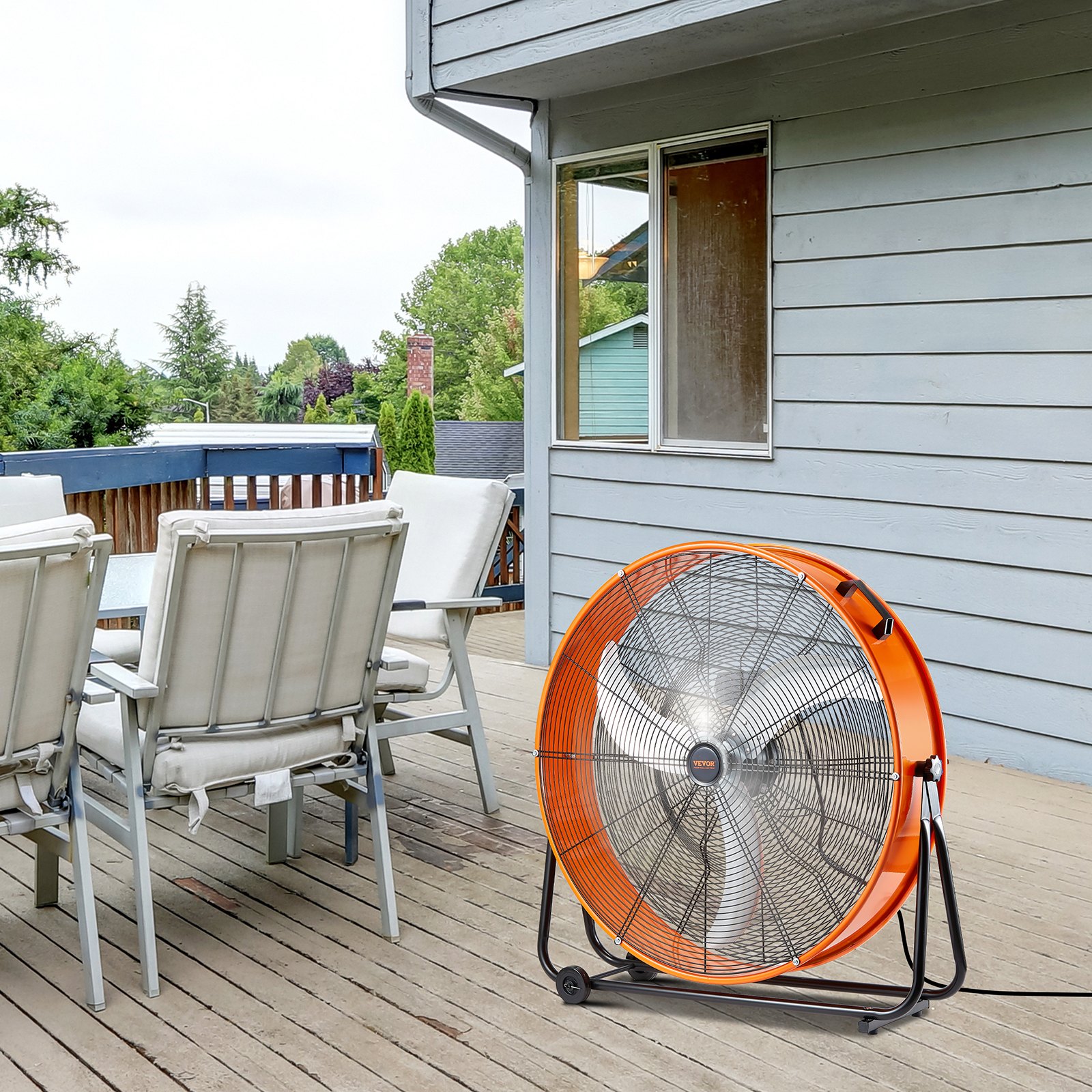 Ventilador de tambor VEVOR de 30 pulgadas, de alta velocidad, para taller industrial, uso comercial intensivo, 3 velocidades, 13000 CFM, con inclinación ajustable de 360°, para almacén, taller, fábrica y sótano.