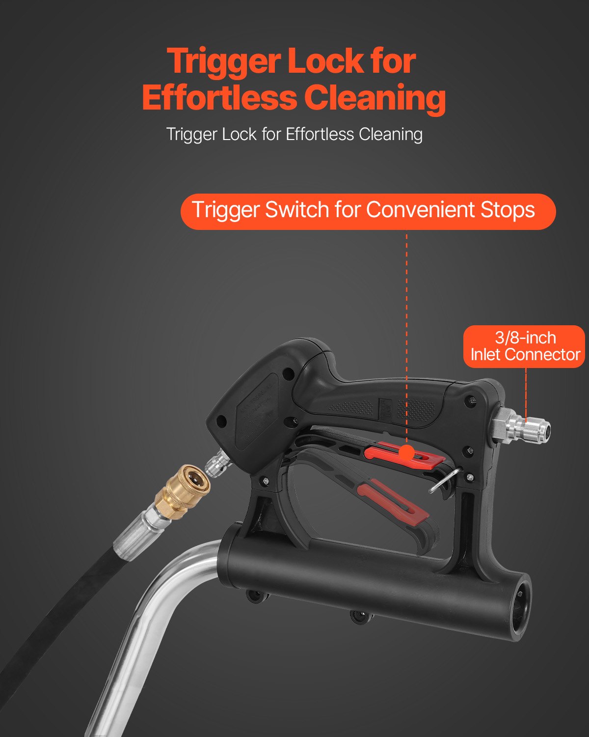 Limpiador de superficies VEVOR de 21", accesorios de acero inoxidable con 4 ruedas, 4500 PSI máx., conector rápido de 3/8", 2 boquillas de pulverización, mango doble, para hormigón, patio y aceras.