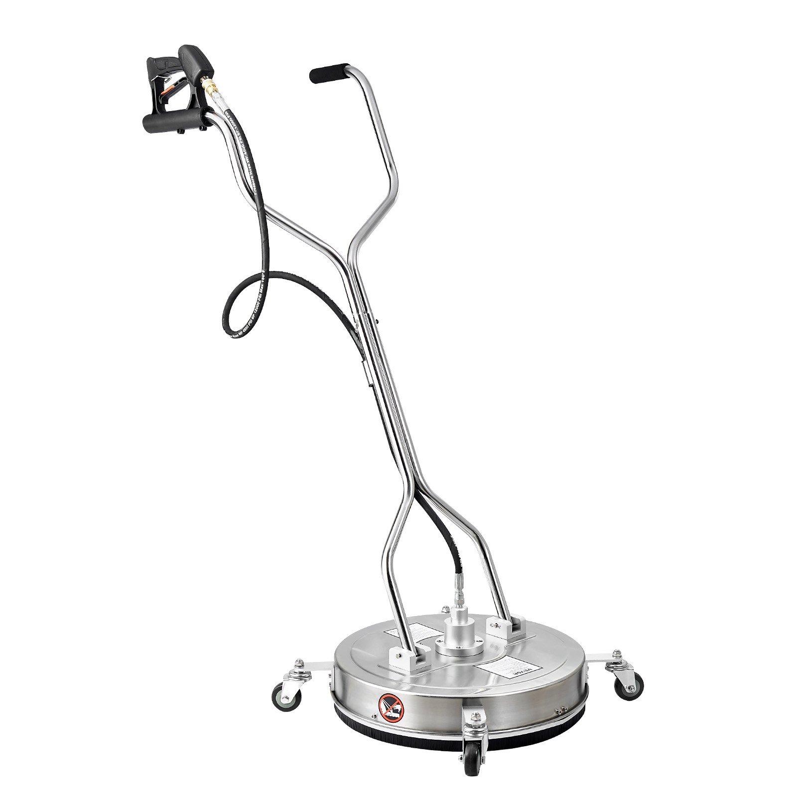 Limpiador de superficies VEVOR de 21", accesorios de acero inoxidable con 4 ruedas, 4500 PSI máx., conector rápido de 3/8", 2 boquillas de pulverización, mango doble, para hormigón, patio y aceras.