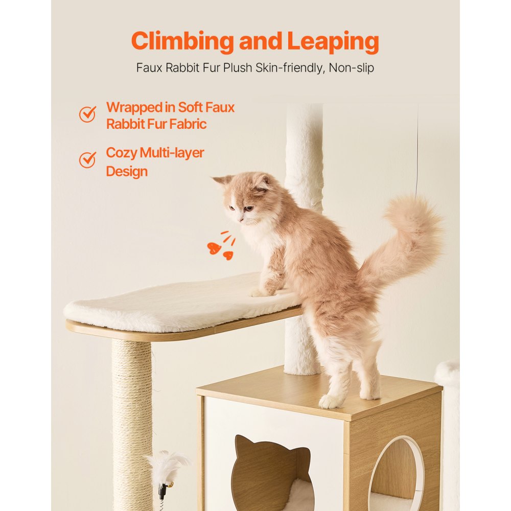VEVOR Árbol para gatos grande de 170 cm de alto, torre para gatos, centro de actividades con varios niveles, perchas acogedoras, postes rascadores de sisal, hamaca, casa para gatitos grandes, ideal para que los gatos de interior jueguen y descansen.