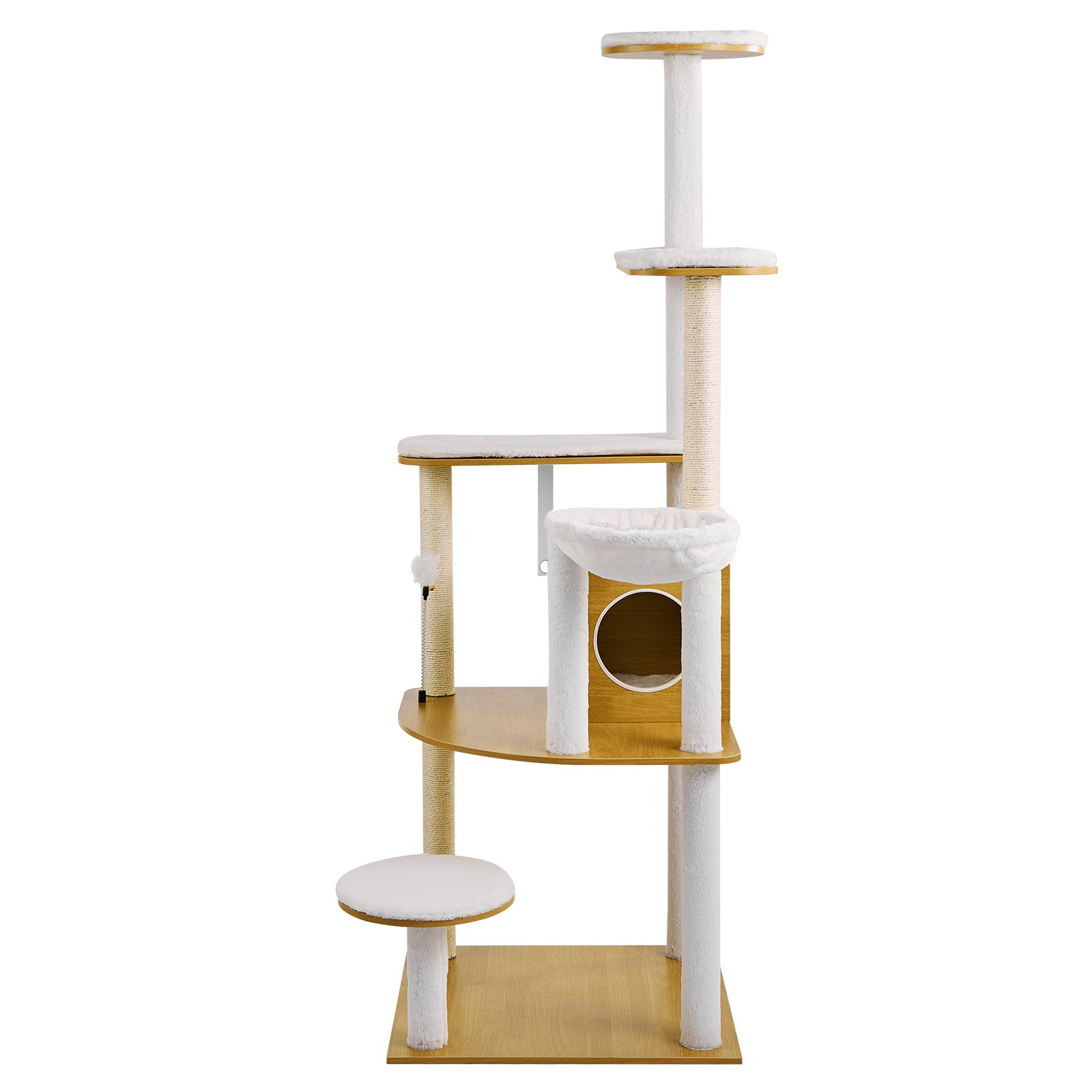 VEVOR Árbol para gatos grande de 170 cm de alto, torre para gatos, centro de actividades con varios niveles, perchas acogedoras, postes rascadores de sisal, hamaca, casa para gatitos grandes, ideal para que los gatos de interior jueguen y descansen.