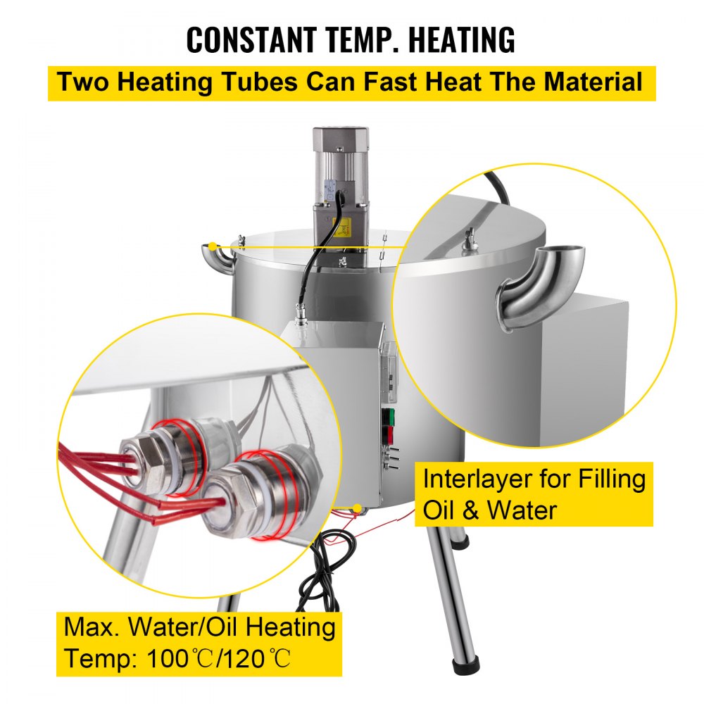 Máquina de llenado de mezcla de calentamiento VEVOR, máquina de llenado de lápiz labial de 15 l/4 galones, máquina de llenado de lápiz labial de 35 W, máquina de llenado de calentamiento y agitación con agitador para cosméticos, bebidas, lápiz labial, cera y esmalte de uñas