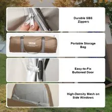VEVOR Tienda de campaña para ducha, 83 x 42 x 83 pulgadas, 2 habitaciones de gran tamaño, refugio portátil para exteriores, tienda de privacidad con parte superior desmontable, bolsillos, cuerda para colgar y tendedero, para vestirse, cambiarse, inodoro, baño