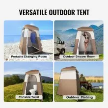 VEVOR Tienda de campaña para ducha, 83 x 42 x 83 pulgadas, 2 habitaciones de gran tamaño, refugio portátil para exteriores, tienda de privacidad con parte superior desmontable, bolsillos, cuerda para colgar y tendedero, para vestirse, cambiarse, inodoro, baño