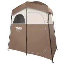 VEVOR Tienda de campaña para ducha, 83 x 42 x 83 pulgadas, 2 habitaciones de gran tamaño, refugio portátil para exteriores, tienda de privacidad con parte superior desmontable, bolsillos, cuerda para colgar y tendedero, para vestirse, cambiarse, inodoro, baño