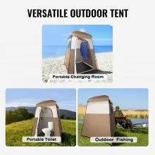 VEVOR Tienda de campaña para ducha, 83 x 42 x 83 pulgadas, 2 habitaciones de gran tamaño, refugio portátil para exteriores, tienda de privacidad con parte superior desmontable, bolsillos, cuerda para colgar y tendedero, para vestirse, cambiarse, inodoro, baño