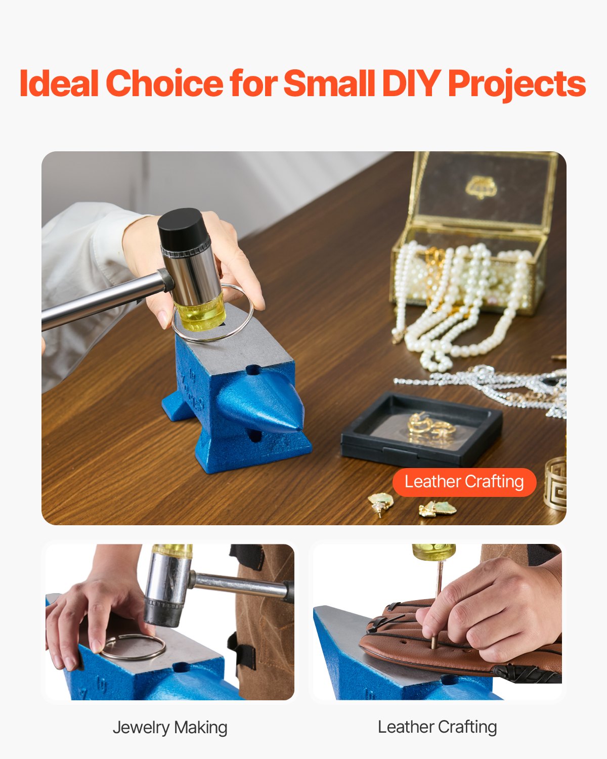 Yunque de un solo cuerno VEVOR de 22 libras, yunque de acero para herrero, en venta, herramientas de acero forjado con orificios redondos y cuadrados, yunque robusto para herreros, joyeros, herramienta de metalistería duradera y robusta.