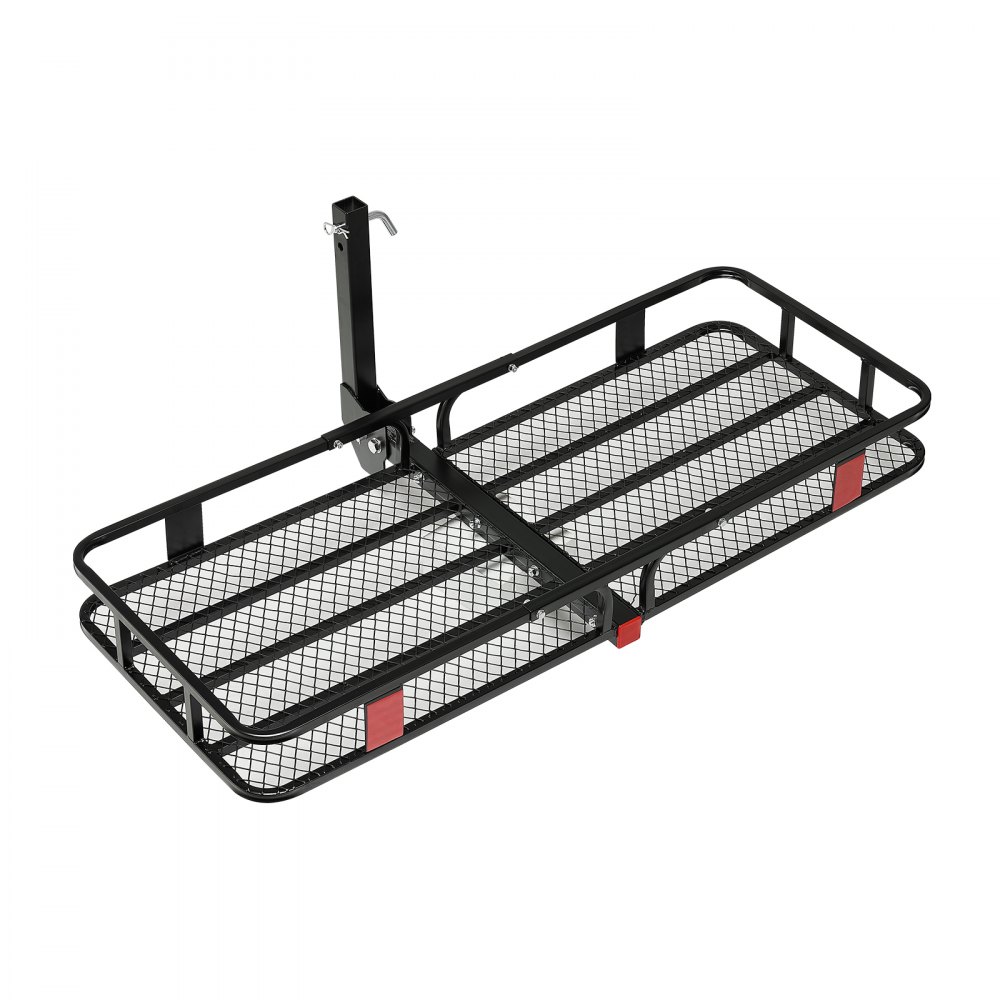 Portacargas VEVOR de 60" x 24" x 6", para enganche de remolque, capacidad de 500 lbs, con red de carga con gancho y bolsa de carga impermeable, portacargas plegable para enganche de remolque con correas de trinquete, apto para SUV.