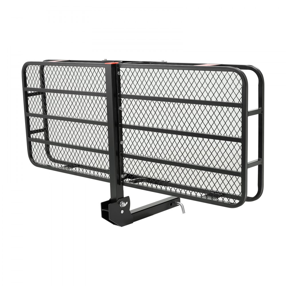 Portacargas VEVOR de 60" x 24" x 6", para enganche de remolque, capacidad de 500 lbs, con red de carga con gancho y bolsa de carga impermeable, portacargas plegable para enganche de remolque con correas de trinquete, apto para SUV.