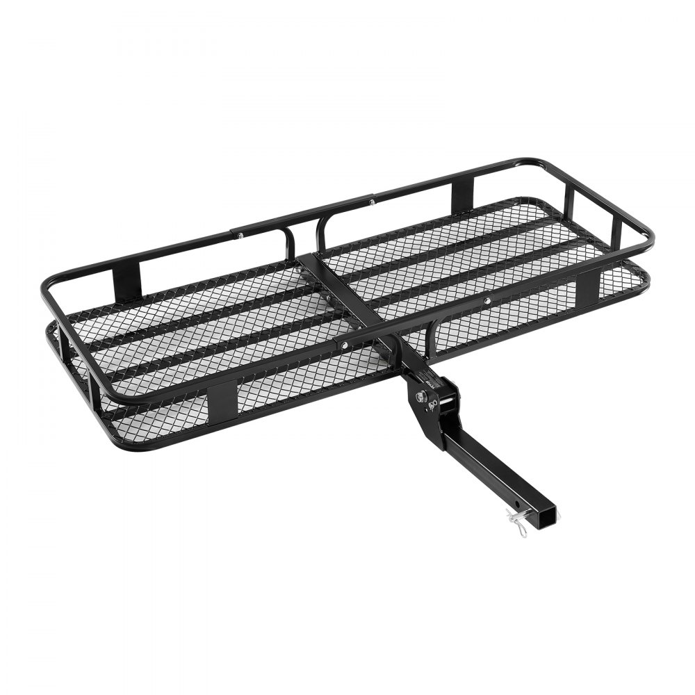 Portacargas VEVOR de 60" x 24" x 6", para enganche de remolque, capacidad de 500 lbs, con red de carga con gancho y bolsa de carga impermeable, portacargas plegable para enganche de remolque con correas de trinquete, apto para SUV.