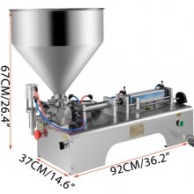 VEVOR Máquina de llenado de líquidos neumática horizontal 10-300ML, Máquina de llenado de líquidos en pasta con tolva de 30L, Máquina de llenado de pasta neumática de doble uso para líquidos de champú en crema