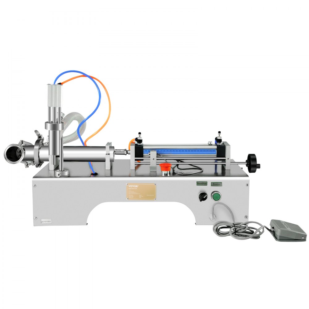 VEVOR Máquina de llenado de líquidos neumática horizontal 10-300 ml, Máquina de llenado de botellas neumática Cabezal único, Llenadora de líquidos semiautomática 0.4-0.6MP Presión de aire para líquidos de agua y aceite