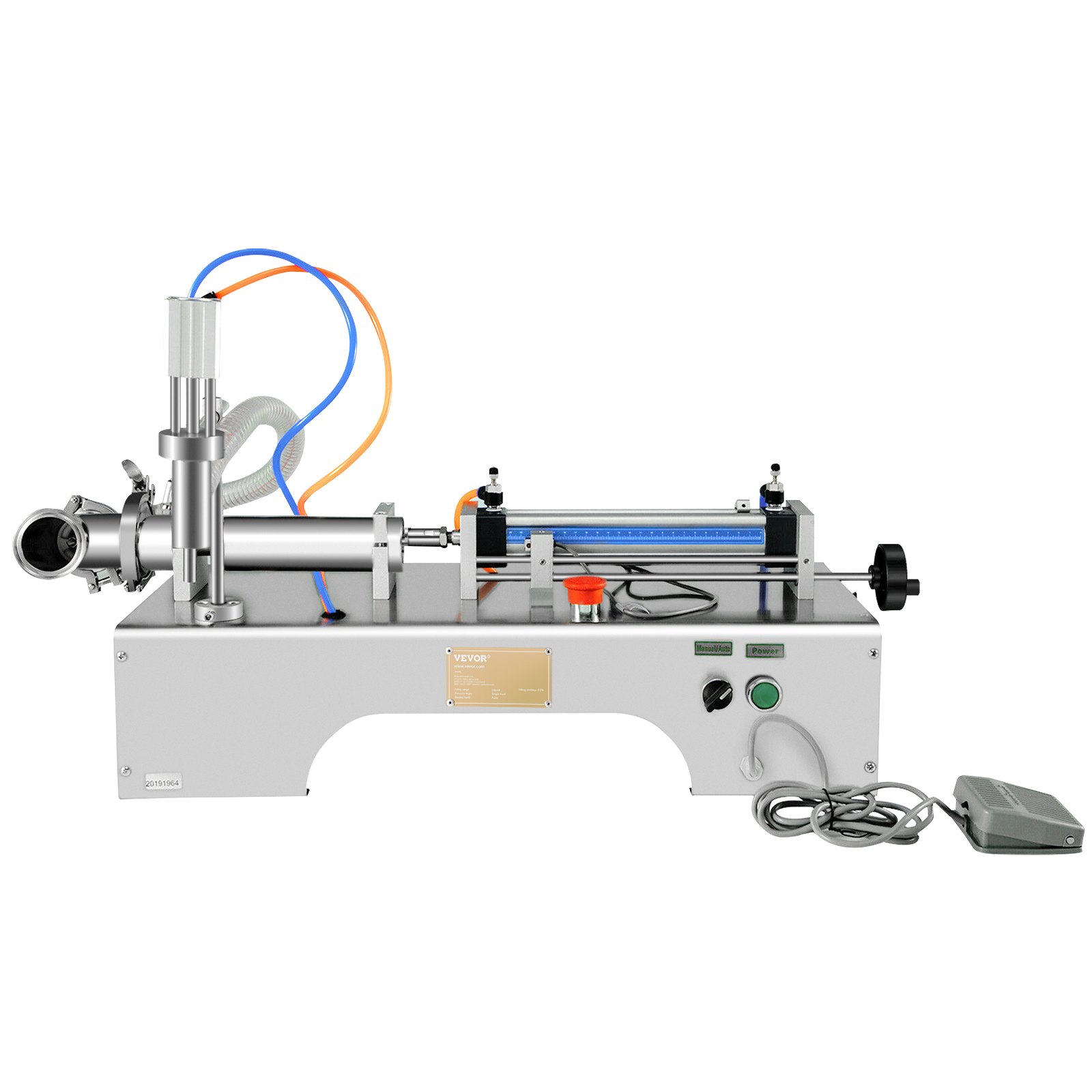 VEVOR Máquina de llenado de líquidos neumática horizontal 10-300 ml, Máquina de llenado de botellas neumática Cabezal único, Llenadora de líquidos semiautomática 0.4-0.6MP Presión de aire para líquidos de agua y aceite