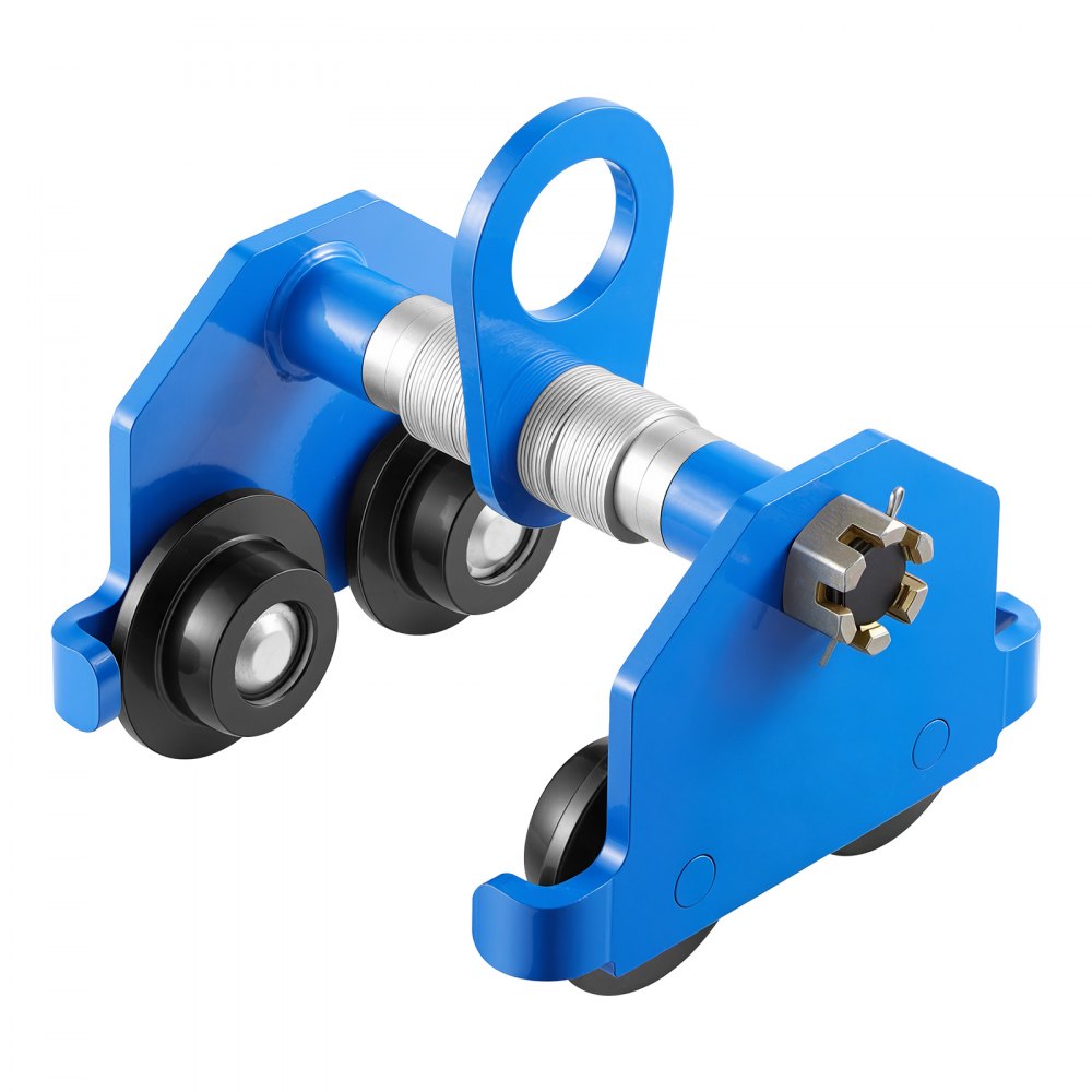 VEVOR Carro Manual para Polipasto 1996 kg, Carro para Viga I 61-178 mm, Compatible con Vigas I Rectas y Curvas, con Ruedas Dobles de Acero Fundido y Rodamientos de Precisión para Talleres y Almacenes