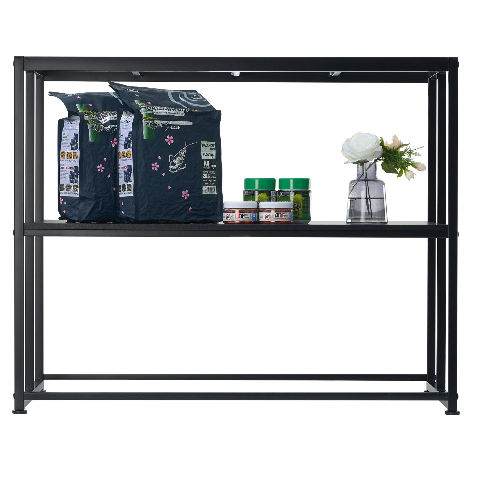 VEVOR Soporte para acuario, soporte para pecera de 40 galones, soporte para tanque de tortugas de acero de 36,5 x 18,5 x 29,5 pulgadas, capacidad de carga de 335 libras, soporte para tanque de reptiles con almacenamiento, kit de hardware y pies antideslizantes, negro