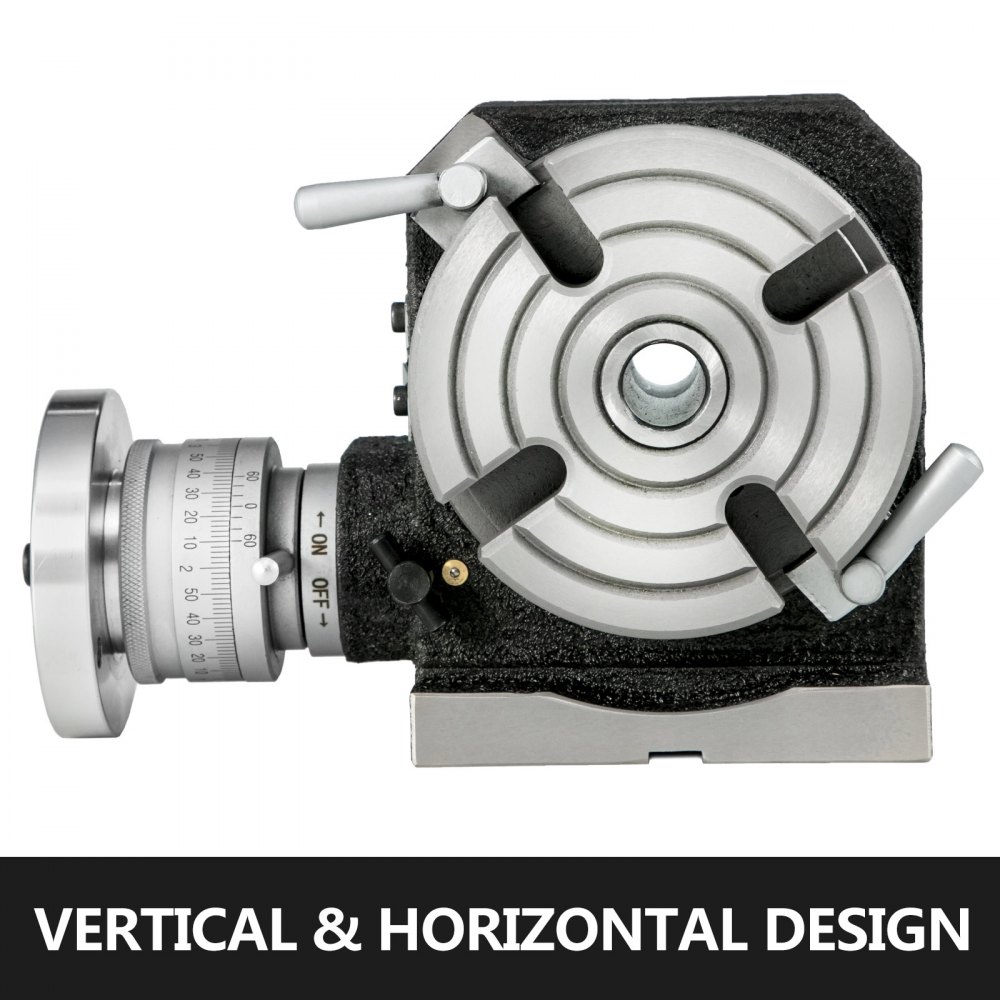 Mesa giratoria VEVOR con diseño vertical y horizontal, cuenta con dial de precisión.