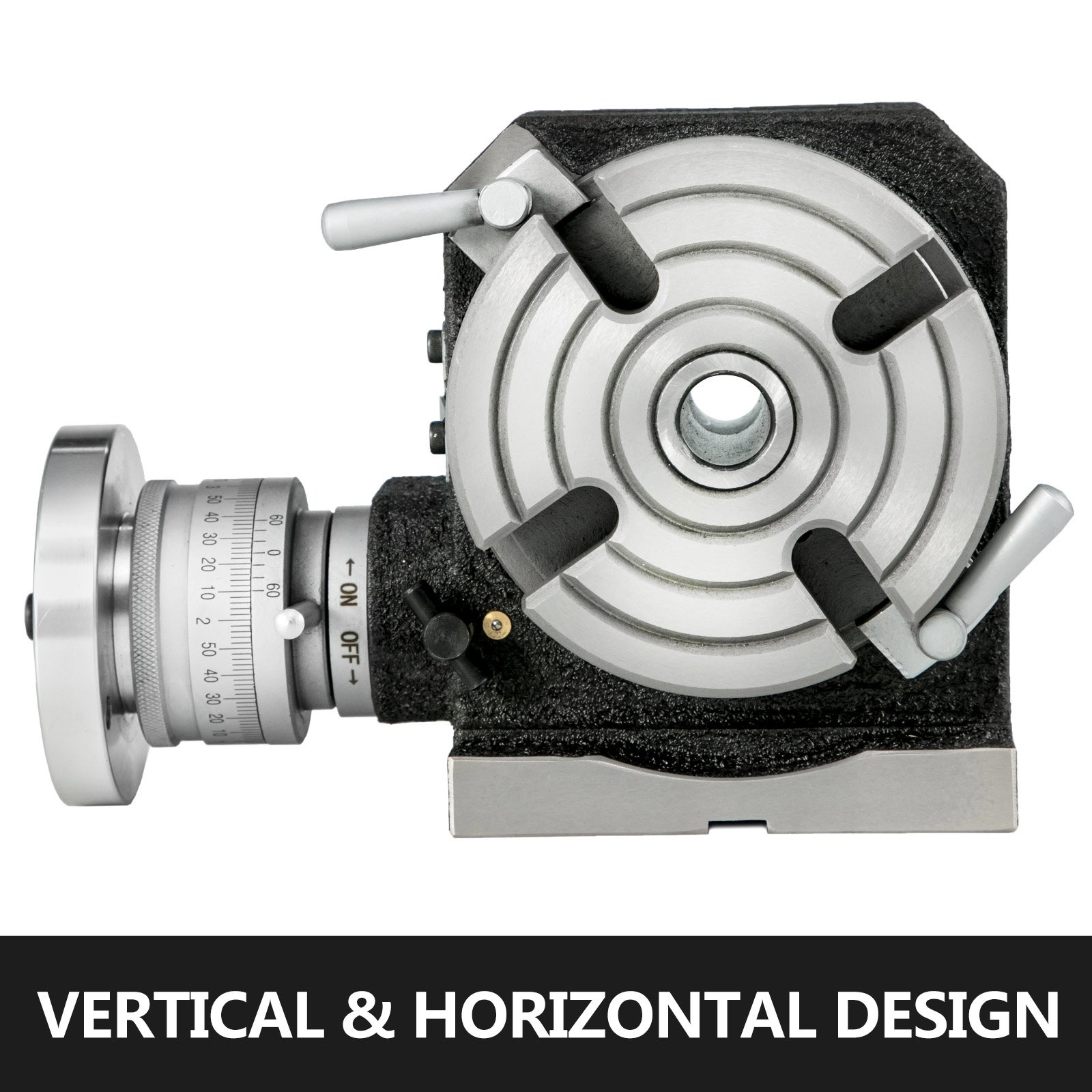 Mesa giratoria VEVOR con diseño vertical y horizontal, cuenta con dial de precisión.