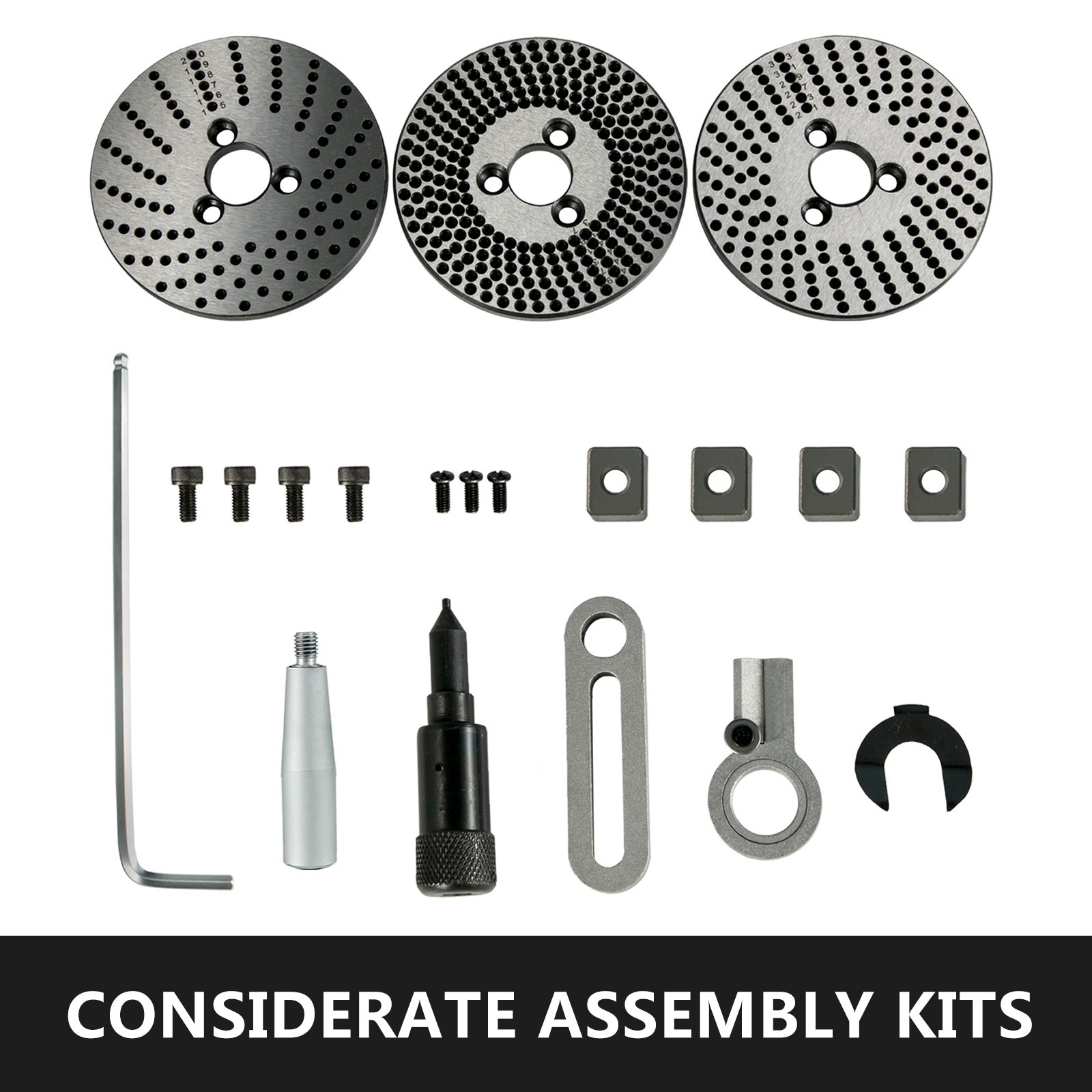Kit de montaje de mesa giratoria VEVOR con placas de indexación, pernos y herramientas.