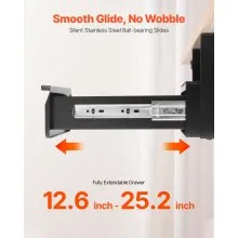 VEVOR Cajón deslizable para debajo del escritorio de 33 cm de ancho, accesorio extraíble para montaje bajo el escritorio, organizador de almacenamiento oculto, cajón con cerradura para lápices debajo de la mesa, para estaciones de trabajo de pie o sentado, 35,5 x 33 x 18 cm
