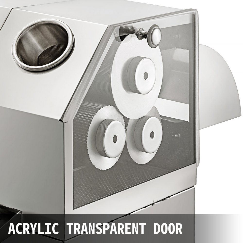 Prensa eléctrica de caña de azúcar VEVOR, 3 rodillos, rodillos de acero inoxidable 304, salida de 660 lb/h, prensa de caña de azúcar con puerta transparente acrílica para uso comercial