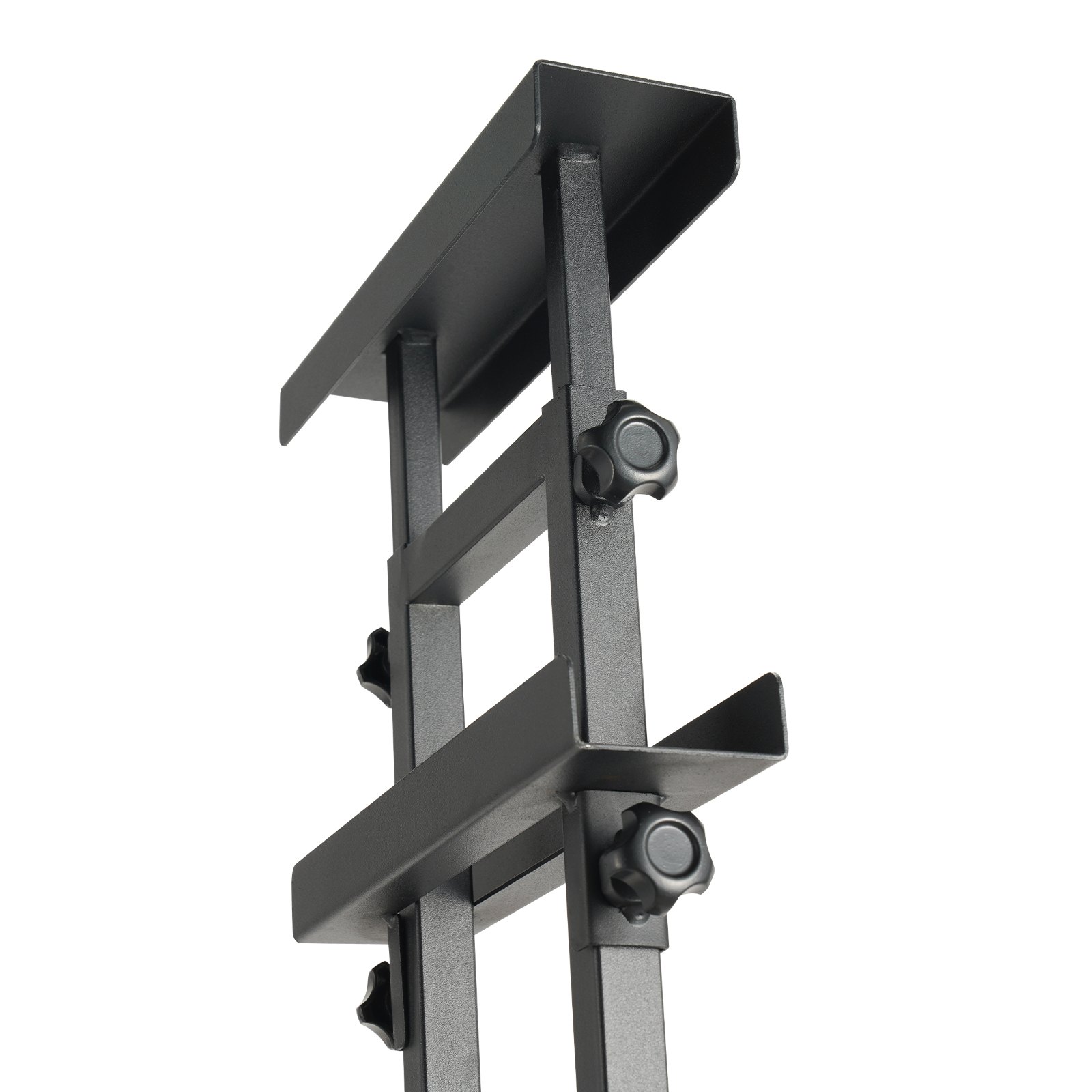 Soporte para póster VEVOR con marco de metal negro ajustable y perillas de seguridad.