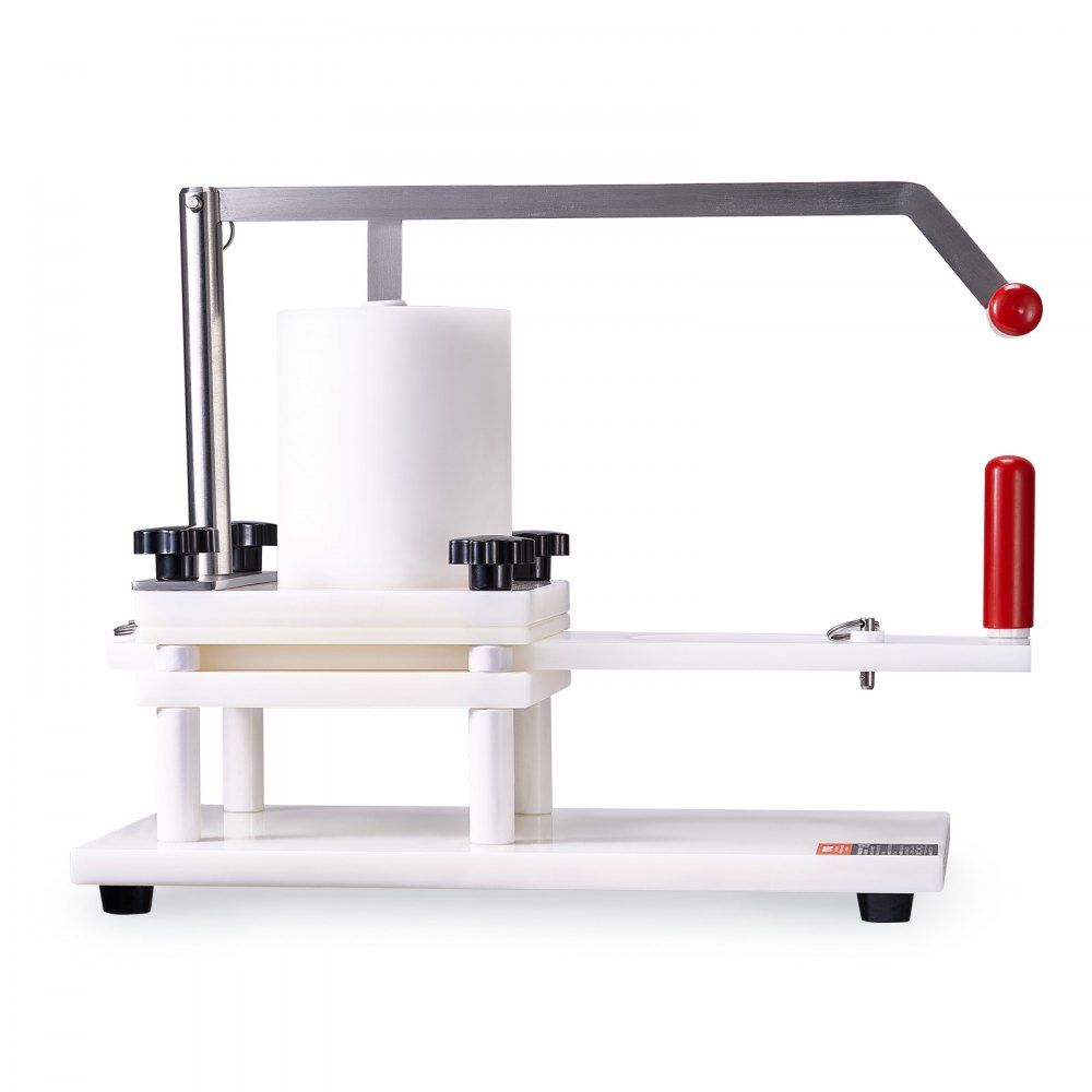 VEVOR Commercial Burger Press 130 mm / 5 pulgadas PE Material Manual con mesa Diseño fijo Hamburguesa Carne Pescado Carne Patty Procesador de formación Perfecto para restaurante Supermercado, Blanco