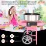 Máquina de algodón de azúcar VEVOR en color rosa con carrito, ideal para fiestas, picnics, carnavales y supermercados.