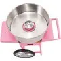 Máquina de algodón de azúcar VEVOR con recipiente grande de acero inoxidable y soporte rosa sobre ruedas.