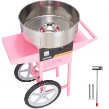 VEVOR Máquina Eléctrica de Algodón de Azúcar con Carro, Fabricante de Hilo Comercial de 1000 W con Tazón de Acero Inoxidable, Cuchara de Azúcar y Cajón, Perfecto para el Hogar, Cumpleaños de Niños, Fiesta Familiar, Rosa