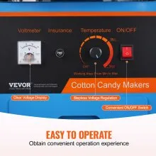 VEVOR Máquina eléctrica para hacer algodón de azúcar con carrito, 1000 W, comercial, con tapa, recipiente de acero inoxidable, cuchara para azúcar y cajón, perfecta para el hogar, cumpleaños de niños, fiestas familiares, color azul