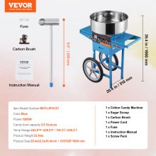 VEVOR Máquina eléctrica para hacer algodón de azúcar con carrito, 1000 W, para uso comercial, con recipiente de acero inoxidable, cuchara para azúcar y cajón, perfecta para el hogar, cumpleaños de niños, fiestas familiares, color azul