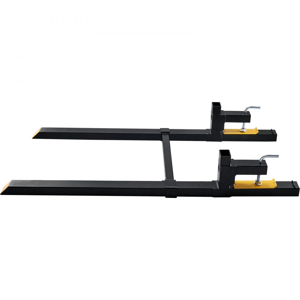 Horquillas para palés VEVOR, horquillas para tractor de 2000 lb, longitud total de 60" con abrazadera y barra estabilizadora ajustable, horquillas para palés de alta resistencia para accesorios de tractor, minicargadoras y cargadoras.