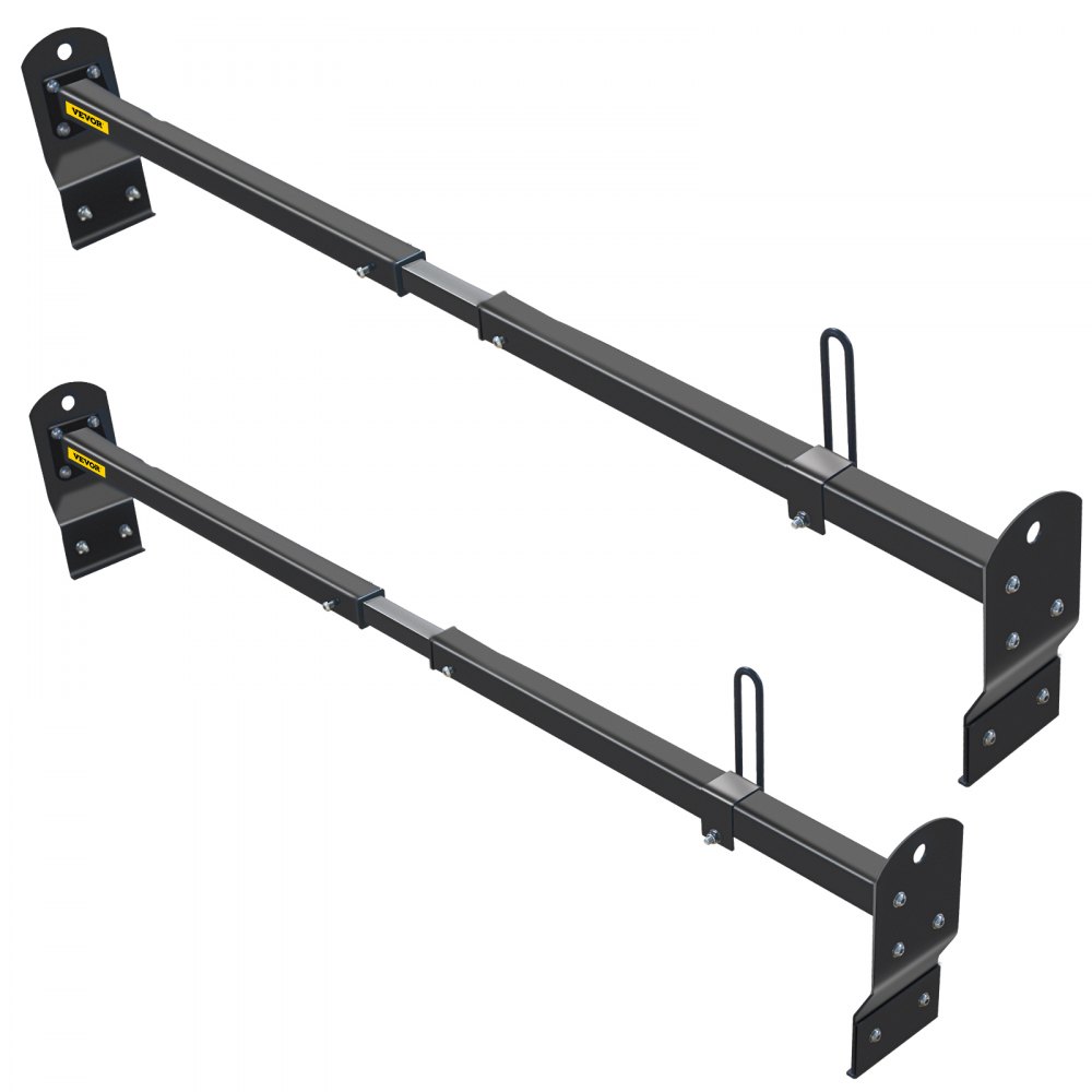 Portaescaleras de techo VEVOR Van, 2 barras, capacidad de 661 libras, barra transversal de techo de acero ajustable de 55 a 63 pulgadas con tope, compatible con Chevy Express 2003-2022 | GMC Savana 2003-2022, para kayak, canoa, carga de tubería de madera
