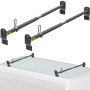 Portaescaleras de techo VEVOR Van, 2 barras, capacidad de 661 libras, barra transversal de techo de acero ajustable de 55 a 63 pulgadas con tope, compatible con Chevy Express 2003-2022 | GMC Savana 2003-2022, para kayak, canoa, carga de tubería de madera