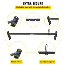 Portaescaleras de techo VEVOR Van, 2 barras, capacidad de 661 libras, barra transversal de techo de acero ajustable de 55 a 63 pulgadas con tope, compatible con Chevy Express 2003-2022 | GMC Savana 2003-2022, para kayak, canoa, carga de tubería de madera