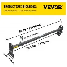 Portaescaleras de techo VEVOR Van, 2 barras, capacidad de 661 libras, barra transversal de techo de acero ajustable de 55 a 63 pulgadas con tope, compatible con Chevy Express 2003-2022 | GMC Savana 2003-2022, para kayak, canoa, carga de tubería de madera