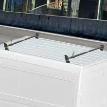 Portaescaleras de techo VEVOR Van, 2 barras, capacidad de 661 libras, barra transversal de techo de acero ajustable de 55 a 63 pulgadas con tope, compatible con Chevy Express 2003-2022 | GMC Savana 2003-2022, para kayak, canoa, carga de tubería de madera