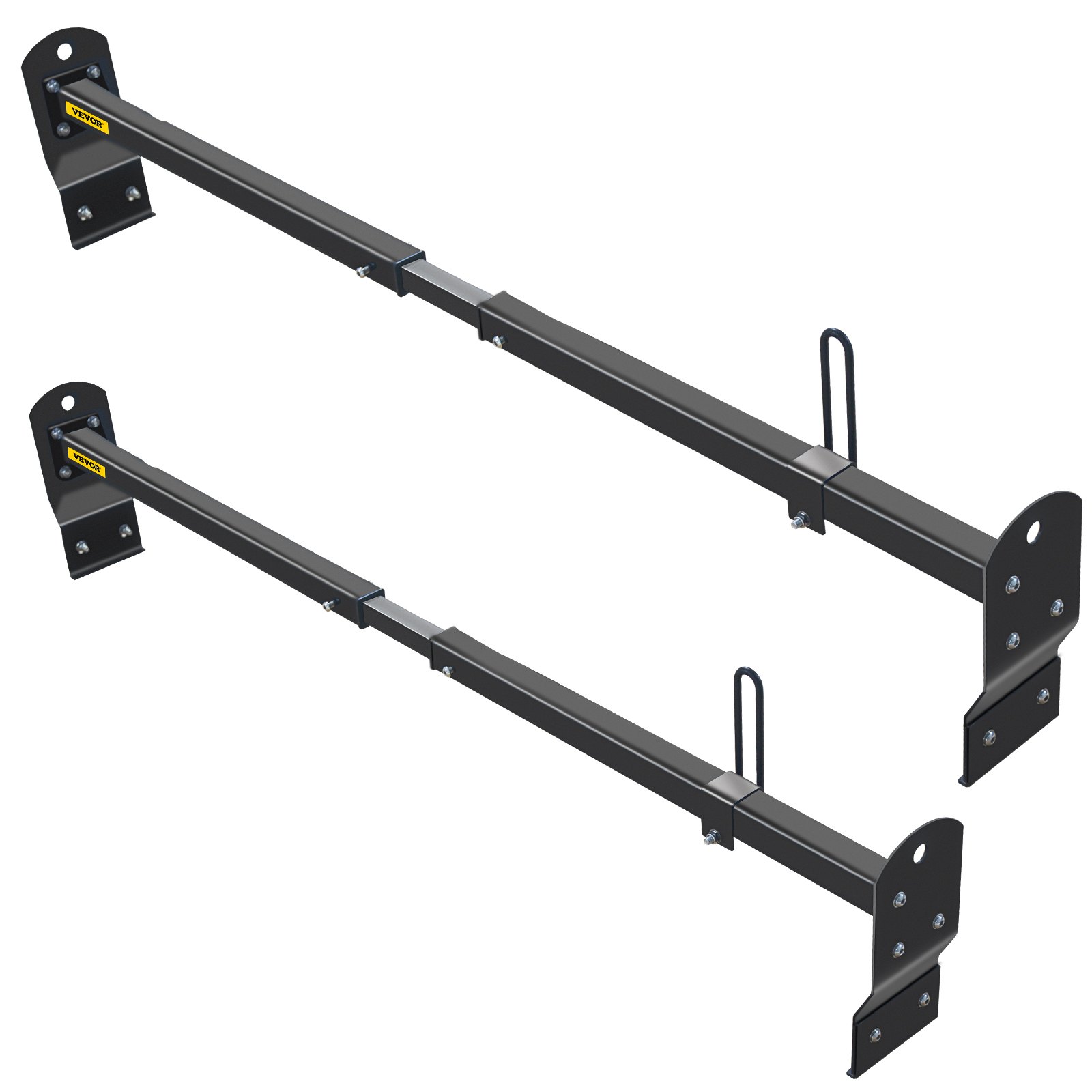 Portaescaleras de techo VEVOR Van, 2 barras, capacidad de 661 libras, barra transversal de techo de acero ajustable de 55 a 63 pulgadas con tope, compatible con Chevy Express 2003-2022 | GMC Savana 2003-2022, para kayak, canoa, carga de tubería de madera