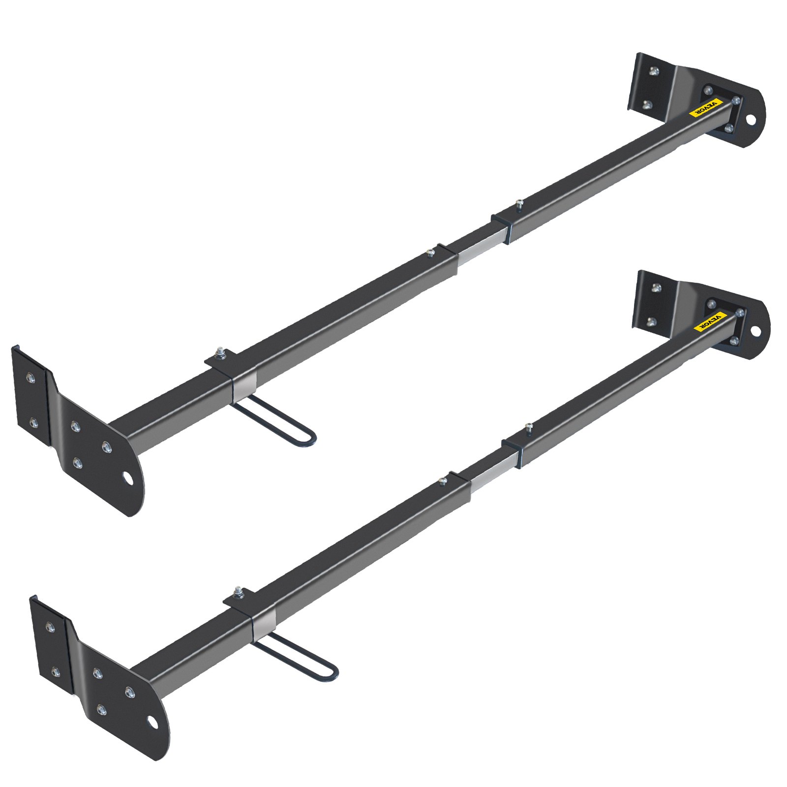 Portaescaleras de techo VEVOR Van, 2 barras, capacidad de 661 libras, barra transversal de techo de acero ajustable de 55 a 63 pulgadas con tope, compatible con Chevy Express 2003-2022 | GMC Savana 2003-2022, para kayak, canoa, carga de tubería de madera