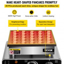 VEVOR Maquina Gofres Gofrera Eléctrica 25 Piezas Plancha para Waffle 850 W Control de Temperatura 50 ~ 300 °C Plancha de Gofres en Forma de Corazón