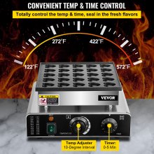 VEVOR Maquina Gofres Gofrera Eléctrica 25 Piezas Plancha para Waffle 850 W Control de Temperatura 50 ~ 300 °C Plancha de Gofres en Forma de Corazón