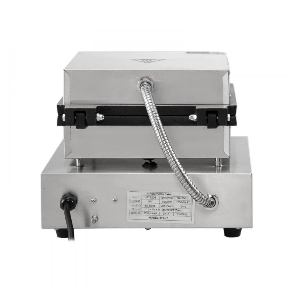 VEVOR Maquina Gofres Máquina para hacer gofres cuadrados 4 Uds comercial eléctrica antiadherente de acero inoxidable