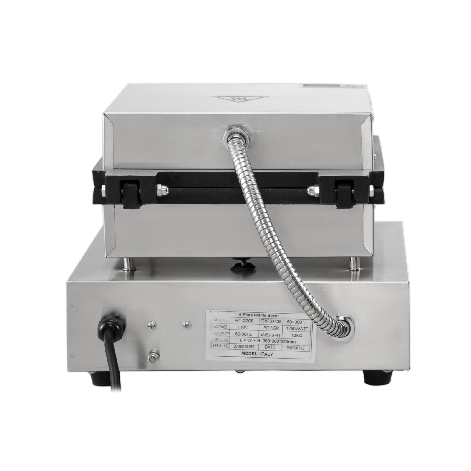 VEVOR Maquina Gofres Máquina para hacer gofres cuadrados 4 Uds comercial eléctrica antiadherente de acero inoxidable