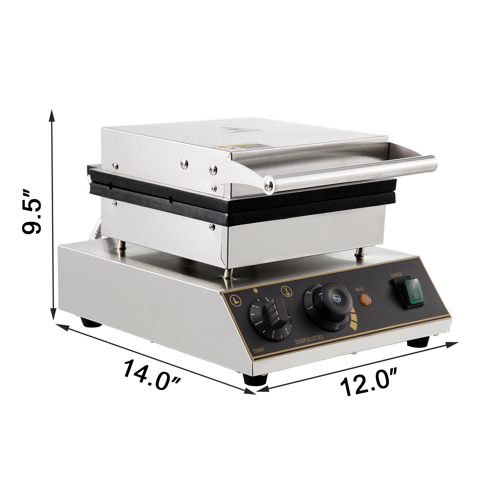 VEVOR Maquina Gofres Máquina para hacer gofres cuadrados 4 Uds comercial eléctrica antiadherente de acero inoxidable