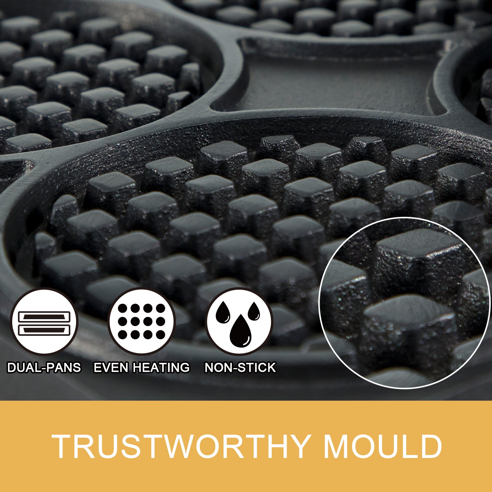 VEVOR Máquina Gofres para hacer gofres redondos comercial eléctrica antiadherente de acero inoxidable 4 Uds