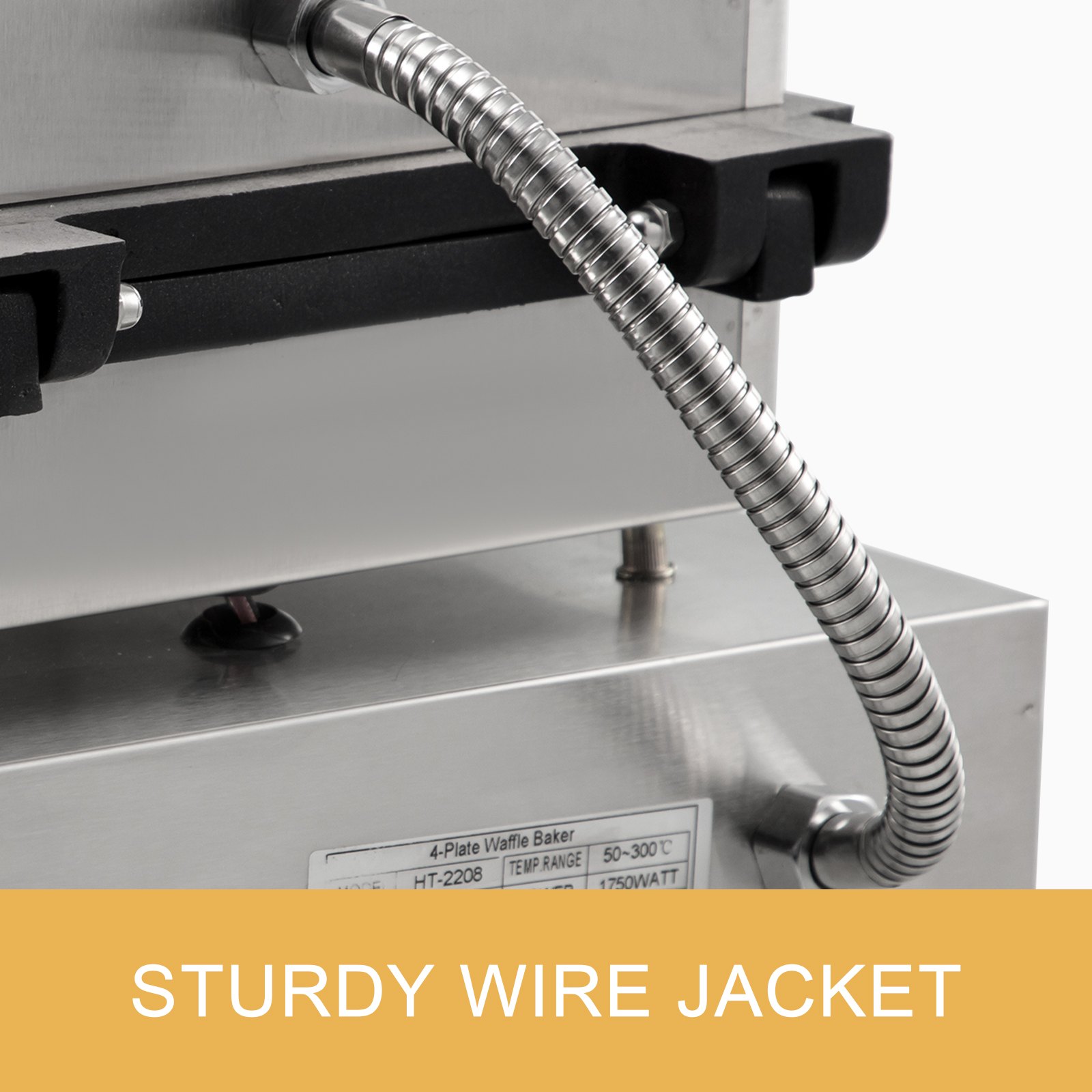 VEVOR Máquina Gofres para hacer gofres redondos comercial eléctrica antiadherente de acero inoxidable 4 Uds