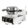 Máquina para hacer waffles comercial VEVOR, 10,0&quot; x 12,8&quot; x 10,5&quot;, acero inoxidable.